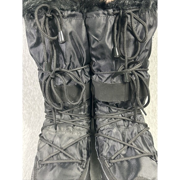 DC Chalet RARE  FAUX FUR SNOW BOOTS Black SIZE Large US Size 9 Great Condition - Picture 12 of 16